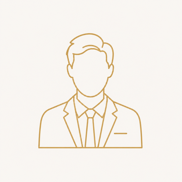 Gold outline founder icon for founder headshots