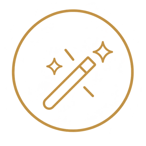 Gold magic wand icon representing professional headshot retouching