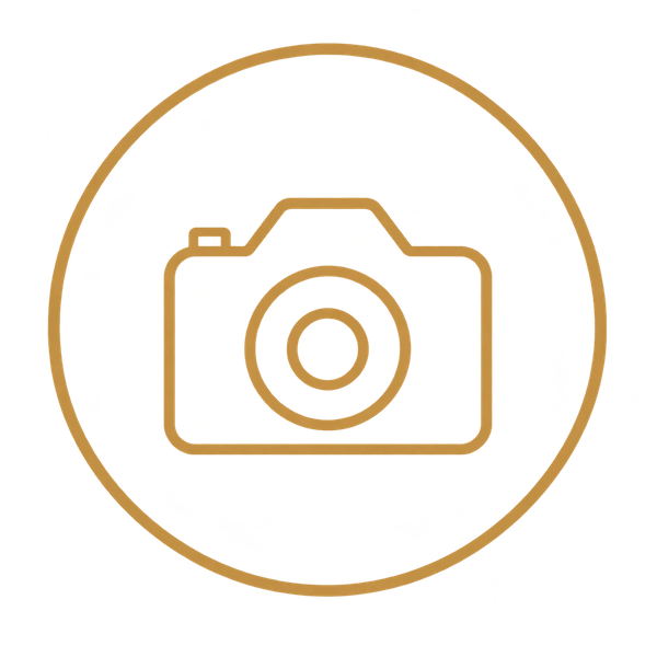 Gold camera icon representing professional headshot image selection