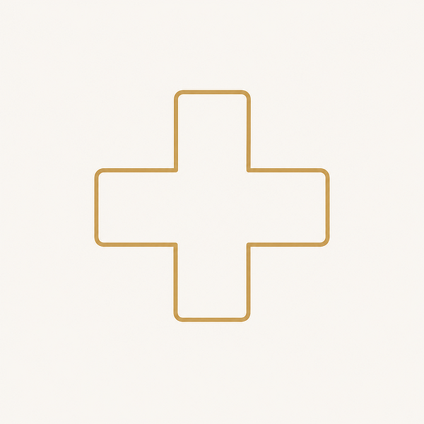 Gold outline medical cross icon for healthcare headshots