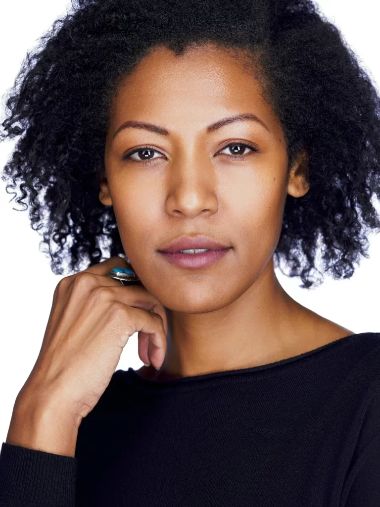 Professional business portrait of a woman in a black suit in San Francisco.