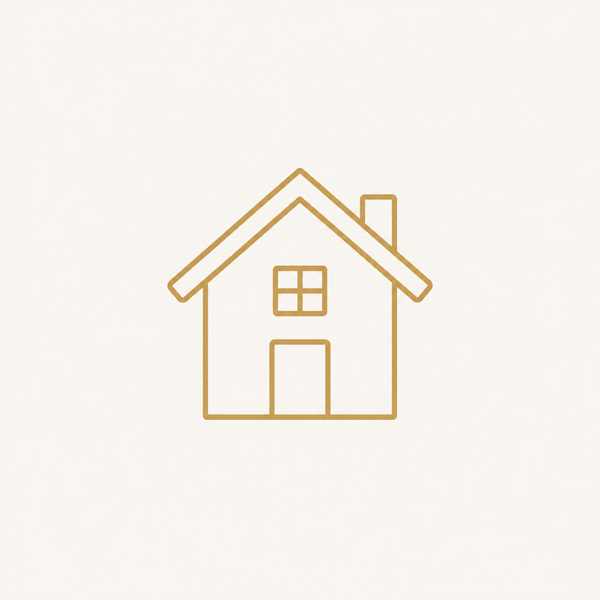 Gold outline house icon for real estate headshots